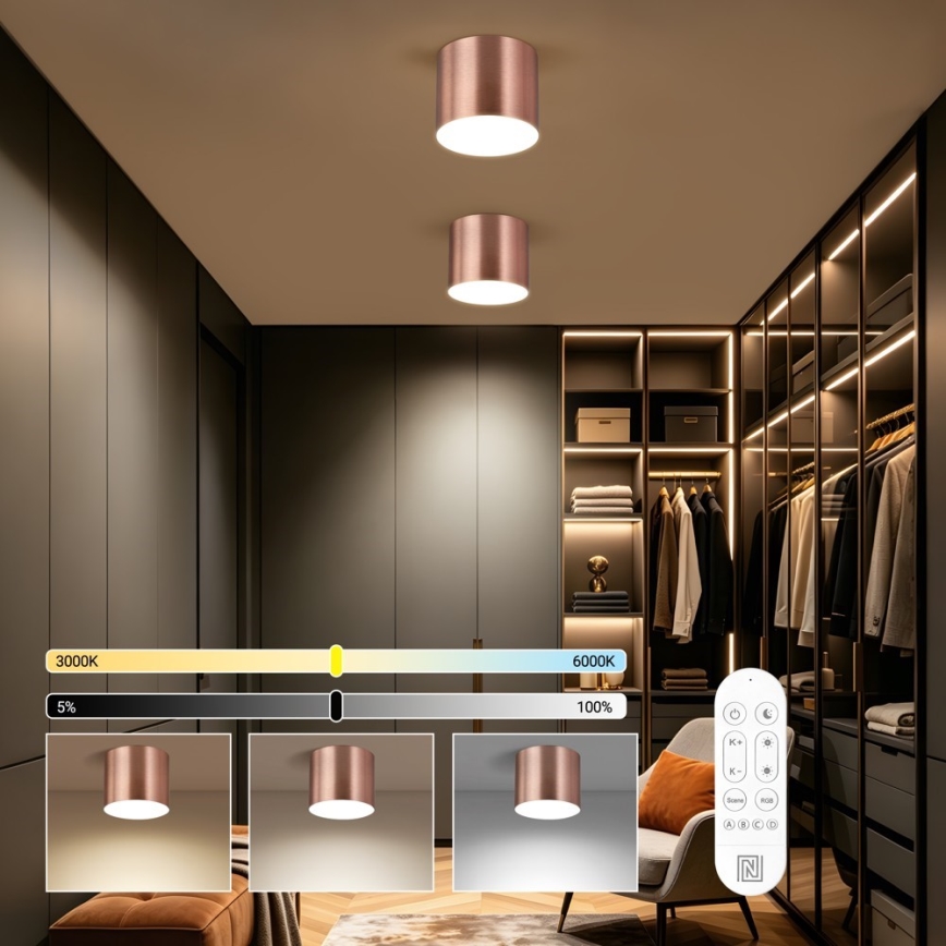 Immax NEO 07320L - Plafonnier LED dimmable RONDATE LED/32W/230V Ø 16,5 cm Wi-Fi Tuya, or rose