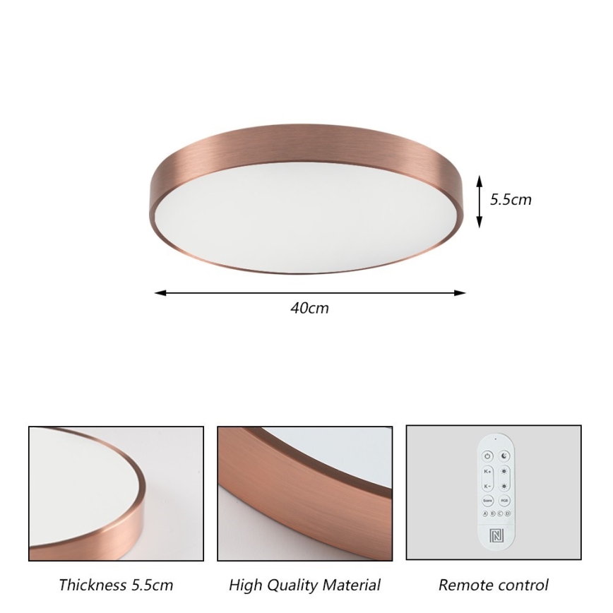 Immax NEO 07321L - Plafonnier LED dimmable NEO LITE SEMPLICI LED/36W/230V Ø 40 cm compatible Tuya, finition or rose + télécommande