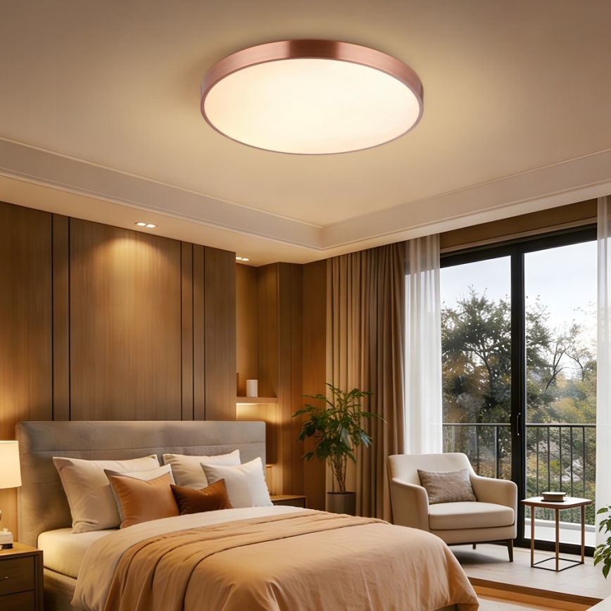 Immax NEO 07322L - Plafonnier LED dimmable NEO LITE SEMPLICI LED/60W/230V Ø 60 cm compatible Tuya, finition or rose, avec télécommande