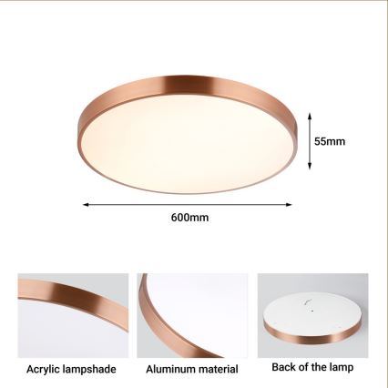 Immax NEO 07322L - Plafonnier LED dimmable NEO LITE SEMPLICI LED/60W/230V Ø 60 cm cuivré + télécommande