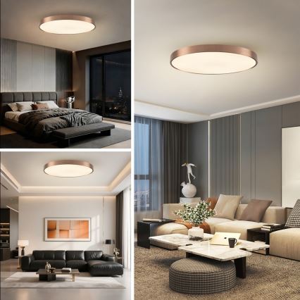 Immax NEO 07323L - Plafonnier LED dimmable SEMPLICI LED/96W/230V Ø 80 cm Wi‑Fi Tuya or rose + télécommande