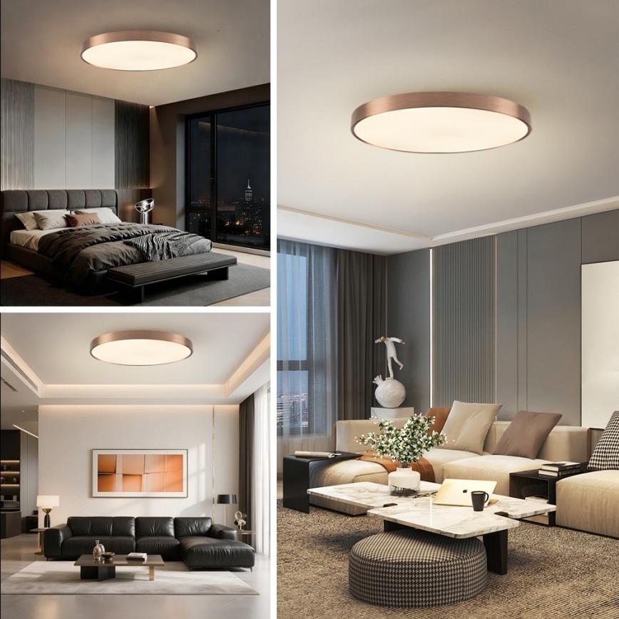 Immax NEO 07323L - Plafonnier LED dimmable SEMPLICI LED/96W/230V Ø 80 cm Wi‑Fi Tuya or rose + télécommande