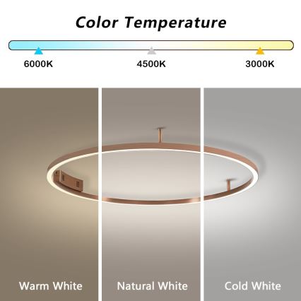 Immax NEO 07326-80C - Plafonnier LED dimmable FINO LED/55W/230V 80 cm Tuya or rose + télécommande