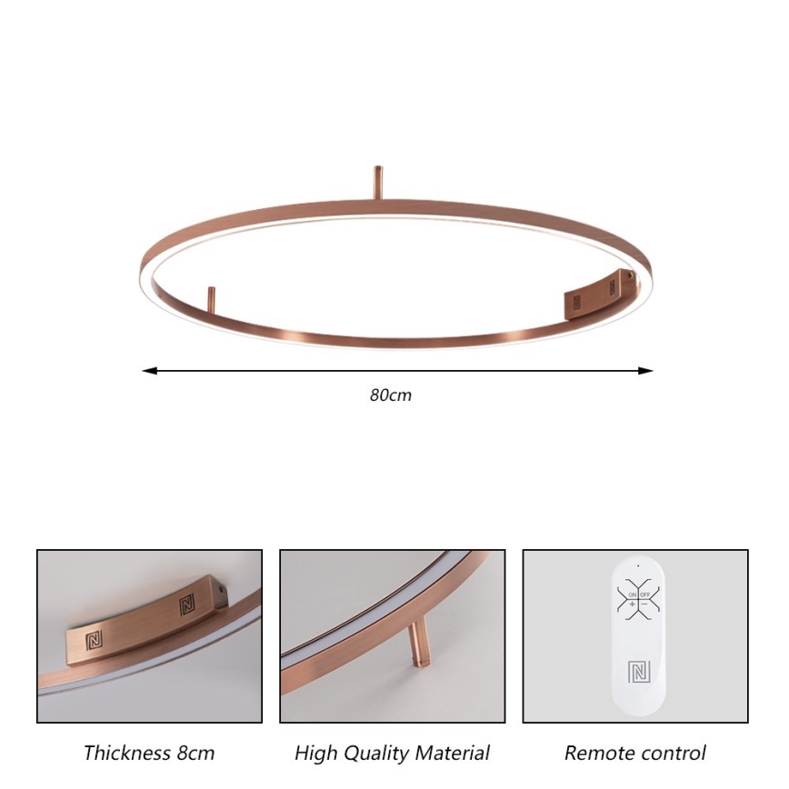 Immax NEO 07326-80C - Plafonnier LED dimmable FINO LED/55W/230V 80 cm Tuya or rose + télécommande
