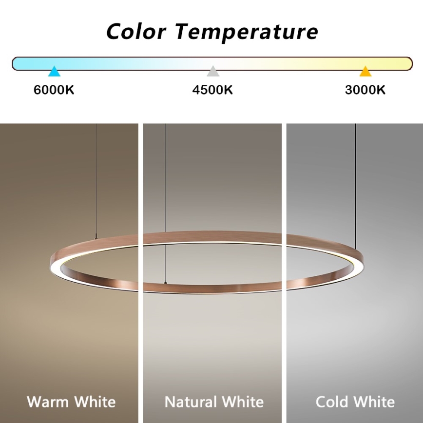 Immax NEO 07327L - Suspension LED dimmable sur câble FINO LED/55W/230V 80 cm Tuya or rose + télécommande