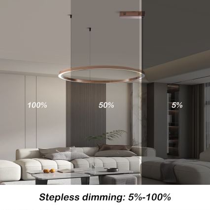 Immax NEO 07327L - Suspension LED dimmable sur câble FINO LED/55W/230V 80 cm Tuya or rose + télécommande