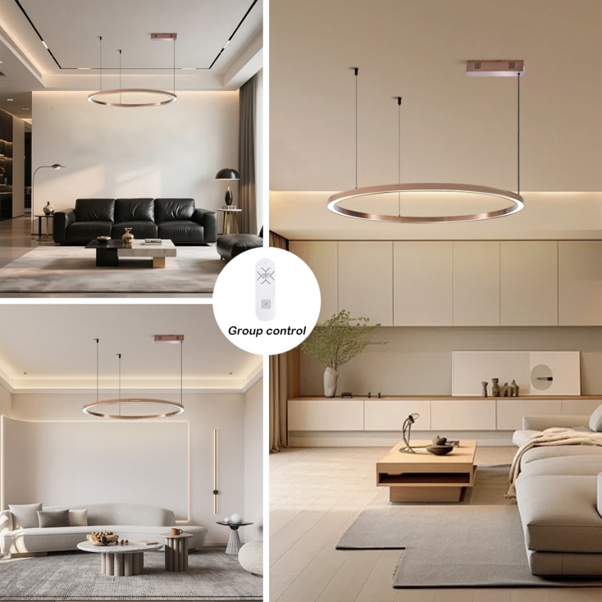 Immax NEO 07327L - Suspension LED dimmable sur câble FINO LED/55W/230V 80 cm Tuya or rose + télécommande