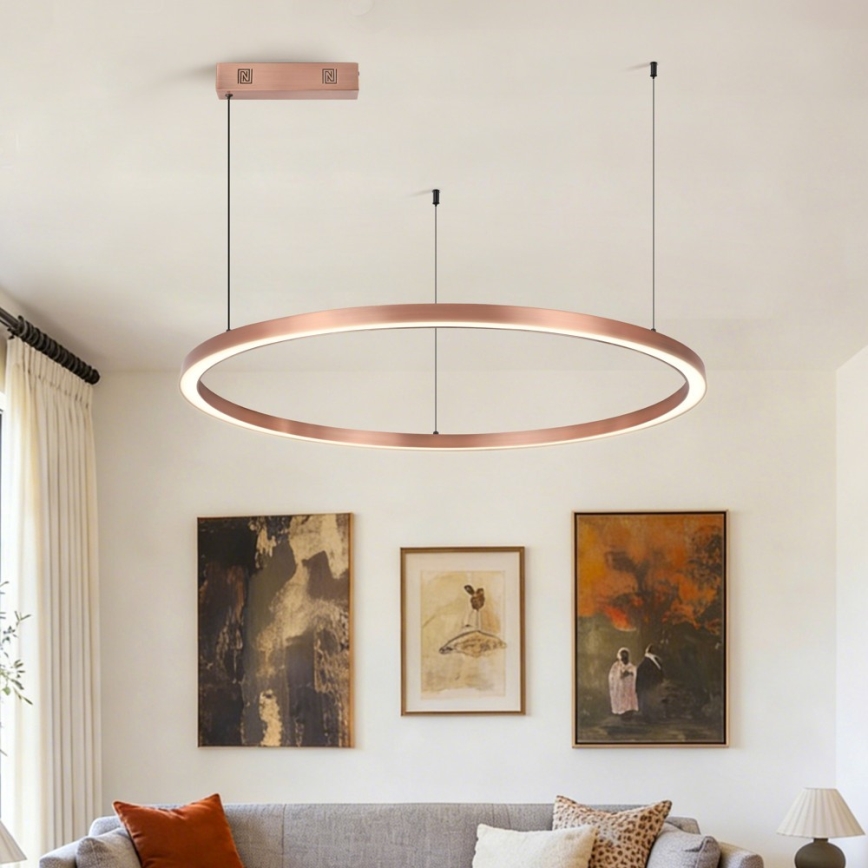 Immax NEO 07327L - Suspension LED dimmable sur câble FINO LED/55W/230V 80 cm Tuya or rose + télécommande