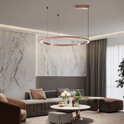 Immax NEO 07327L - Suspension LED dimmable sur câble FINO LED/55W/230V 80 cm Tuya or rose + télécommande
