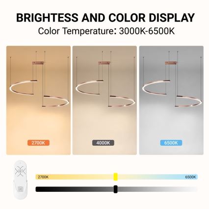 Immax NEO 07328L - Suspension LED dimmable sur câble FINO LED/72W/230V 120 cm or rose Tuya + télécommande