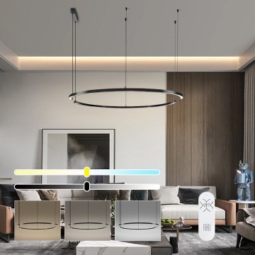 Immax NEO 07329L - FINO Suspension LED dimmable sur câble, LED/72W/230V, 120 cm, noir, Tuya + télécommande