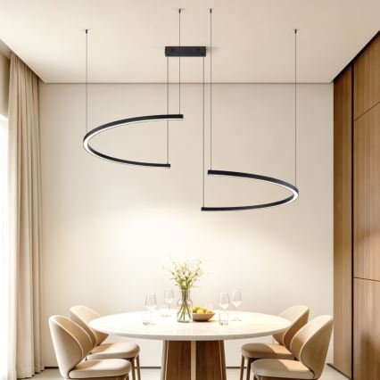 Immax NEO 07329L - FINO Suspension LED dimmable sur câble, LED/72W/230V, 120 cm, noir, Tuya + télécommande