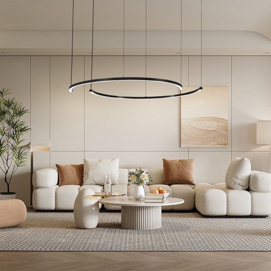 Immax NEO 07329L - FINO Suspension LED dimmable sur câble, LED/72W/230V, 120 cm, noir, Tuya + télécommande
