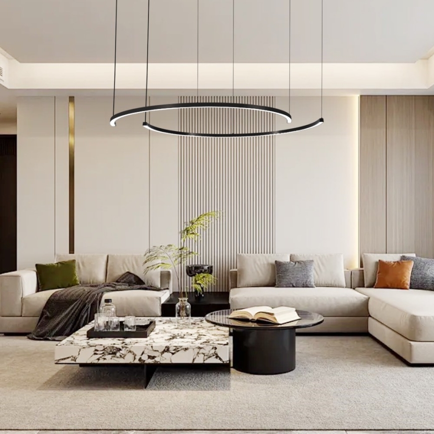 Immax NEO 07329L - FINO Suspension LED dimmable sur câble, LED/72W/230V, 120 cm, noir, Tuya + télécommande