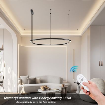Immax NEO 07329L - FINO Suspension LED dimmable sur câble, LED/72W/230V, 120 cm, noir, Tuya + télécommande