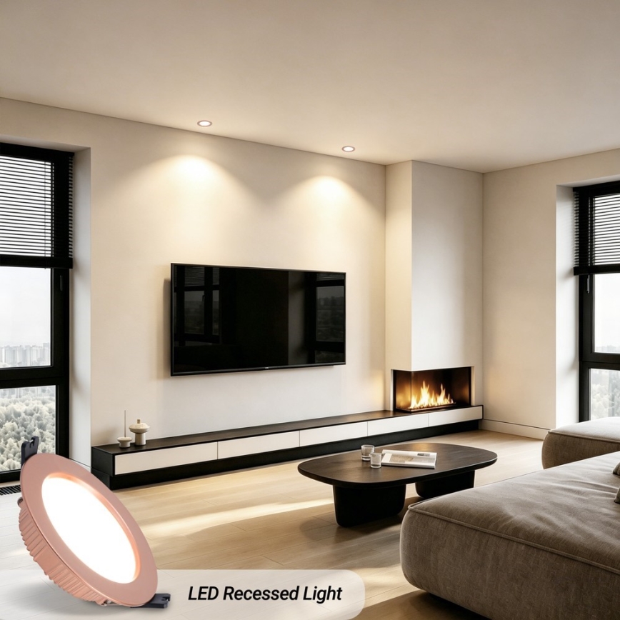 Immax NEO 07330L - Plafonnier encastré LED dimmable DOWN LED/12W/230V Wi-Fi Tuya Ø 12 cm or rose
