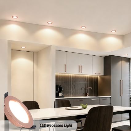Immax NEO 07330L - Plafonnier encastré LED dimmable DOWN LED/12W/230V Wi-Fi Tuya Ø 12 cm or rose