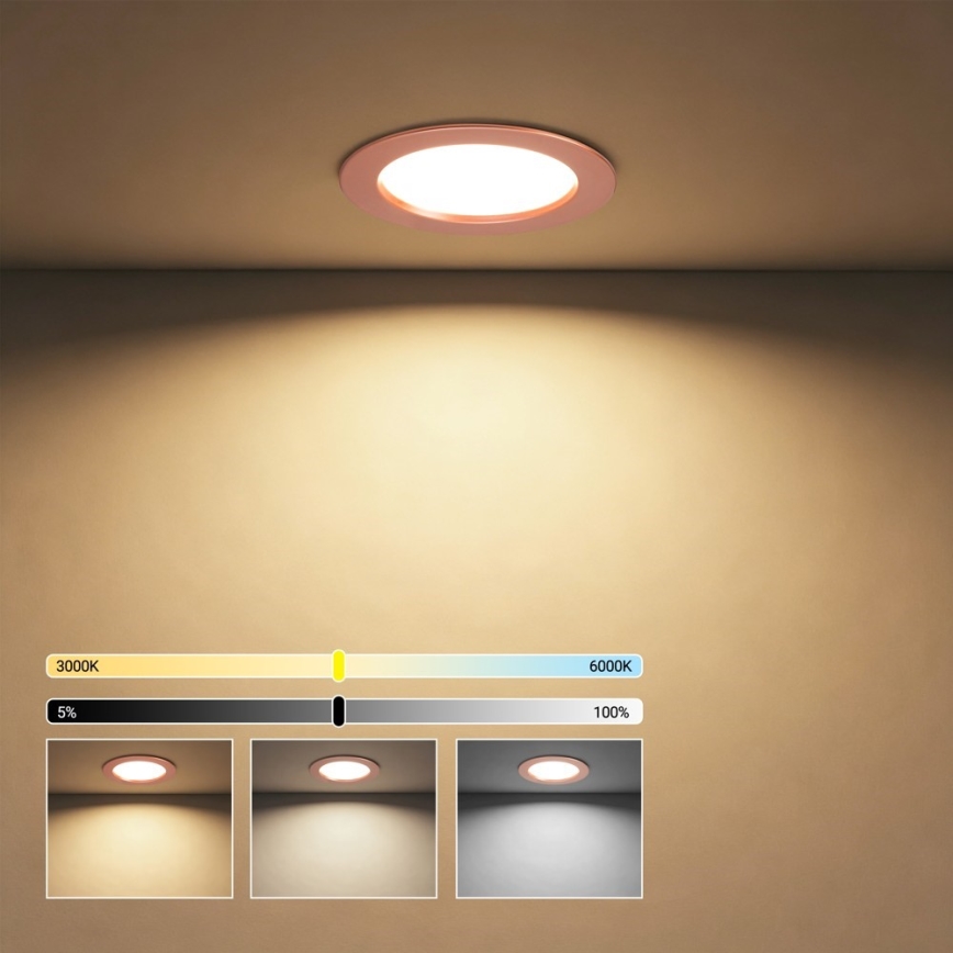 Immax NEO 07330L - Plafonnier encastré LED dimmable DOWN LED/12W/230V Wi-Fi Tuya Ø 12 cm or rose