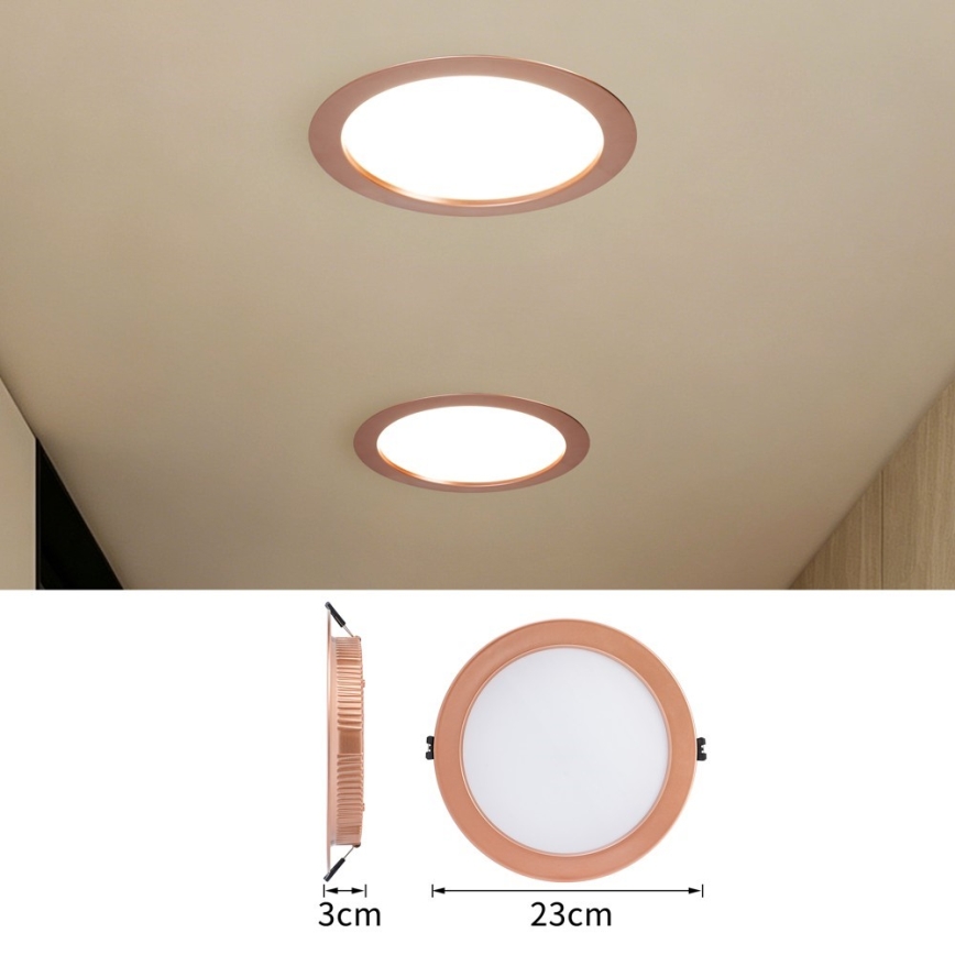 Immax NEO 07331L - Luminaire encastré dimmable DOWN LED/36W/230V, Wi‑Fi Tuya, Ø 23 cm, or rose