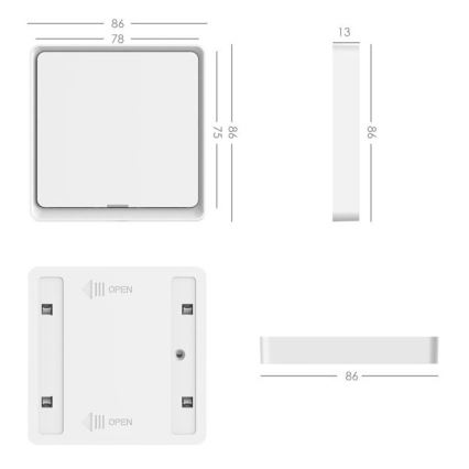 Immax NEO 07506C - LOT 3x Interrupteur 1 bouton SMART 3xCR2430 Zigbee 3.0 Tuya