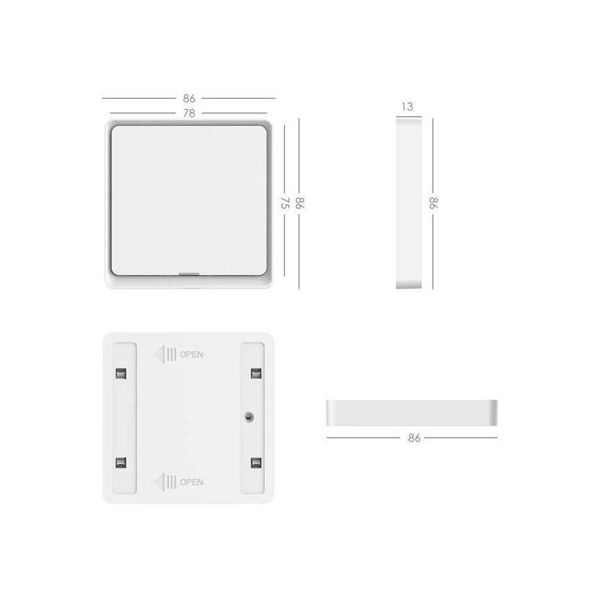 Immax NEO 07506C - LOT 3x Interrupteur 1 bouton SMART 3xCR2430 Zigbee 3.0 Tuya