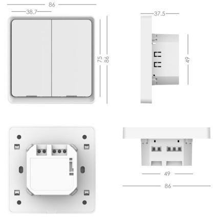 Immax NEO 07513L - Interrupteur à 2 boutons SMART 230V Wi-Fi Tuya