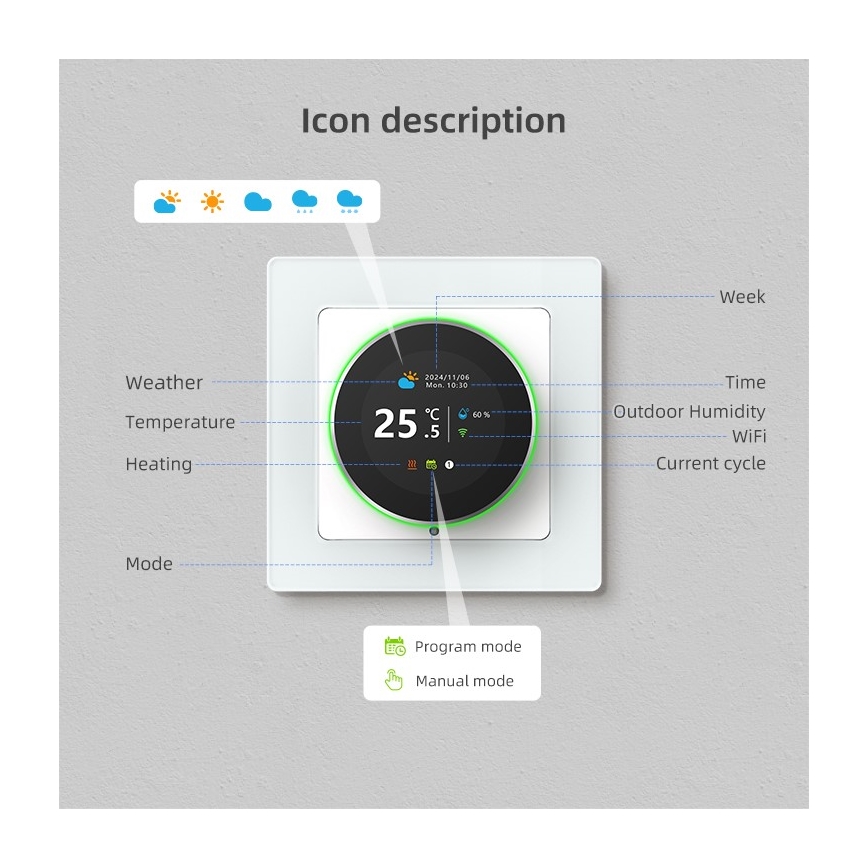 Immax NEO 07534L - Thermostat pour chauffage au sol SMART 230V/3A Wi-Fi Tuya