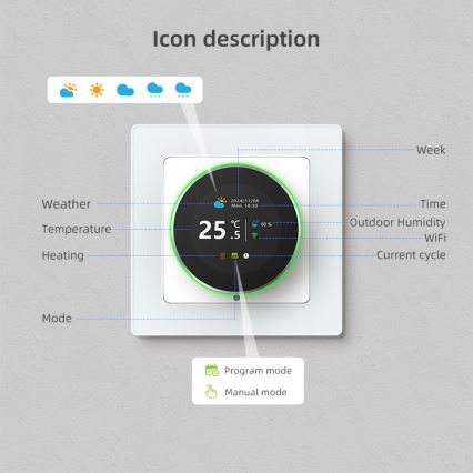 Immax NEO 07535L - Thermostat SMART pour chauffage au sol électrique 230V/16A Wi-Fi Tuya