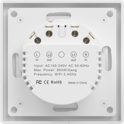 Immax NEO 07539L - Interrupteur à 2 boutons SMART 230V Wi-Fi Tuya