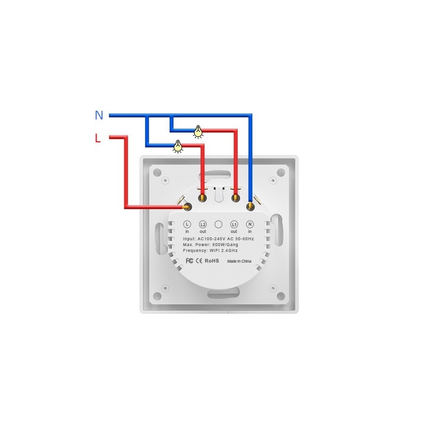 Immax NEO 07539L - Interrupteur à 2 boutons SMART 230V Wi-Fi Tuya