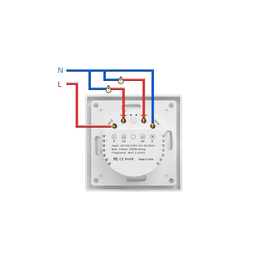 Immax NEO 07550L - Interrupteur intelligent 2 boutons 230 V Tuya