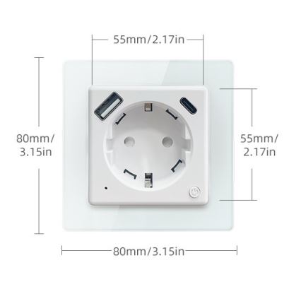 Immax NEO 07552L - Prise intelligente type F 16A/230V avec 1x USB-A + 1x USB-C PD 20W, compatible Tuya
