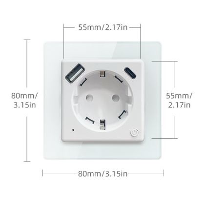 Immax NEO 07552L - Prise intelligente type F 16A/230V + 1x USB-A + 1x USB-C PD 20W