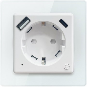 Immax NEO 07552L - Prise intelligente type F 16A/230V avec 1x USB-A + 1x USB-C PD 20W, compatible Tuya