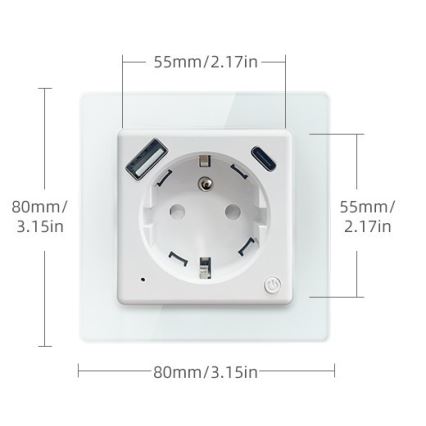 Immax NEO 07553L - Prise connectée de type E 16A/230V + 1x USB-A + 1x USB-C PD 20W