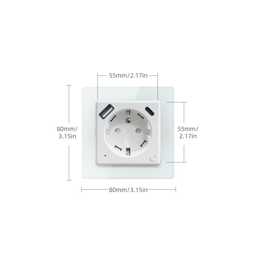 Immax NEO 07553L - Prise connectée de type E 16A/230V + 1x USB-A + 1x USB-C PD 20W