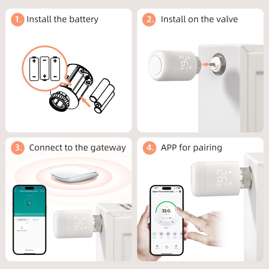 Immax NEO 07554L - Tête thermostatique (alimentée par 3 piles AA)