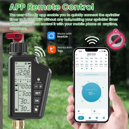 Immax NEO 07556L - Électrovanne d'arrosage 4xAA IP65 Wi‑Fi Tuya