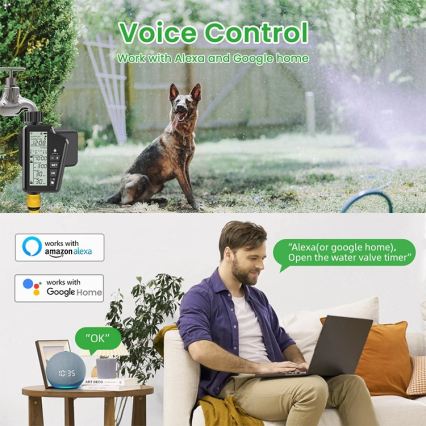 Immax NEO 07556L - Électrovanne d'arrosage 4xAA IP65 Wi‑Fi Tuya