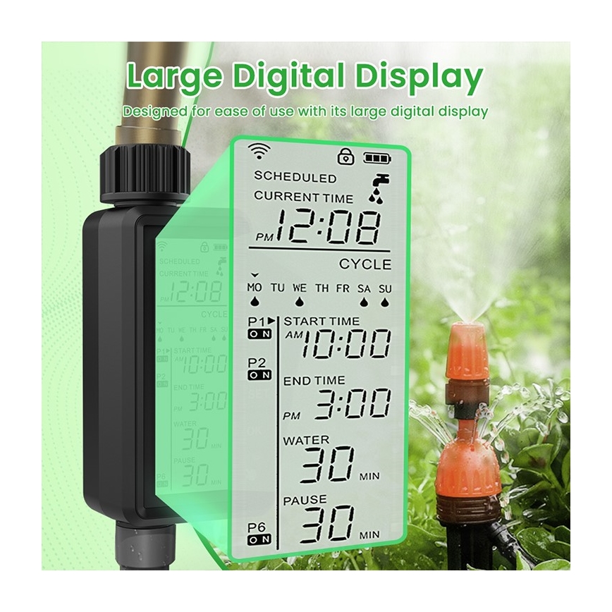 Immax NEO 07556L - Électrovanne d'arrosage 4xAA IP65 Wi‑Fi Tuya