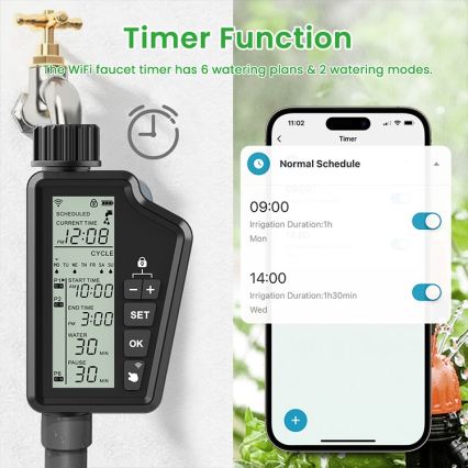 Immax NEO 07556L - Électrovanne d'arrosage 4xAA IP65 Wi‑Fi Tuya