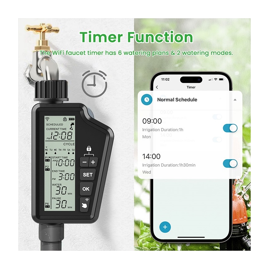 Immax NEO 07556L - Électrovanne d'arrosage 4xAA IP65 Wi‑Fi Tuya
