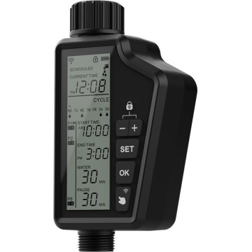 Immax NEO 07556L - Électrovanne d'arrosage alimentée par 4 piles AA, IP65, Wi‑Fi Tuya