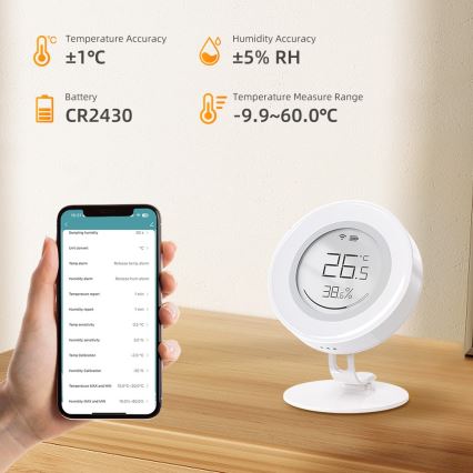 Immax NEO 07557L - Capteur intelligent de température et d'humidité 1xCR2430 Tuya