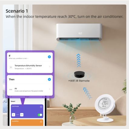 Immax NEO 07557L - Capteur intelligent de température et d'humidité 1xCR2430 Tuya