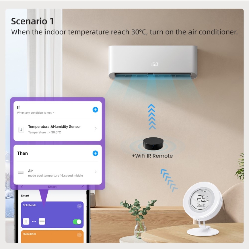 Immax NEO 07557L - Capteur intelligent de température et d'humidité 1xCR2430 Tuya