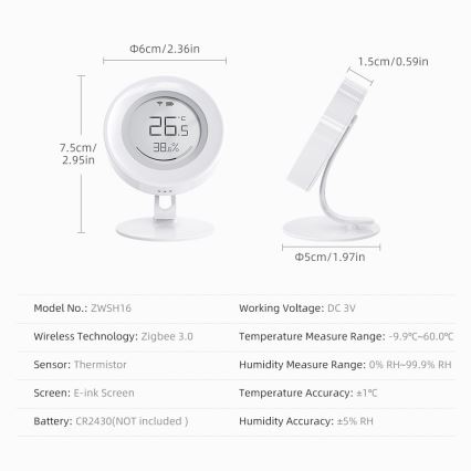 Immax NEO 07557L - Capteur intelligent de température et d'humidité 1xCR2430 Tuya