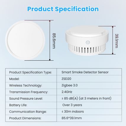Immax NEO 07558L - Détecteur de fumée 1xCR123A Tuya