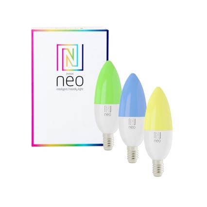 Immax NEO 07716CDO - LOT 3x LED RGB+CCT Ampoule à intensité variable E14/6W/230V Wi-Fi Tuya + télécommande