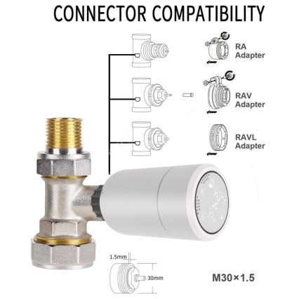 Immax NEO 07732A - LOT 3x Tête thermostatique 2xAA/3V Tuya